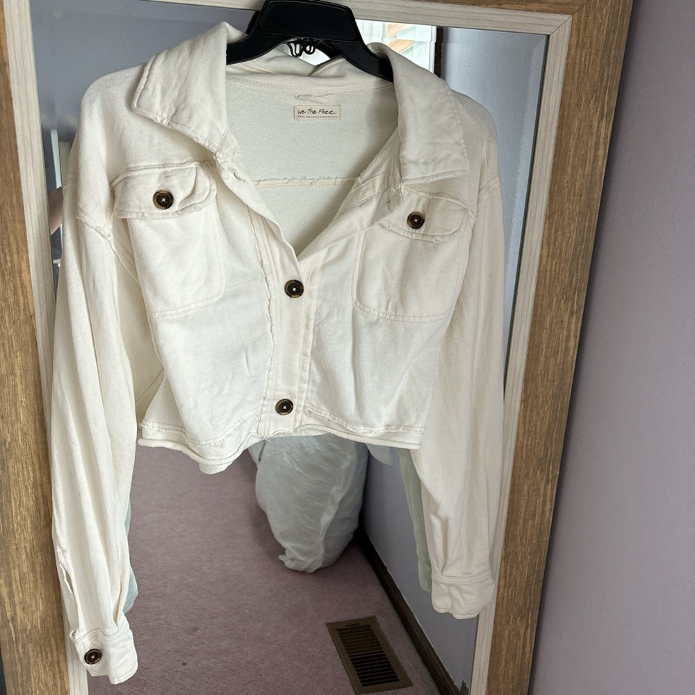 Free People cropped cream button up